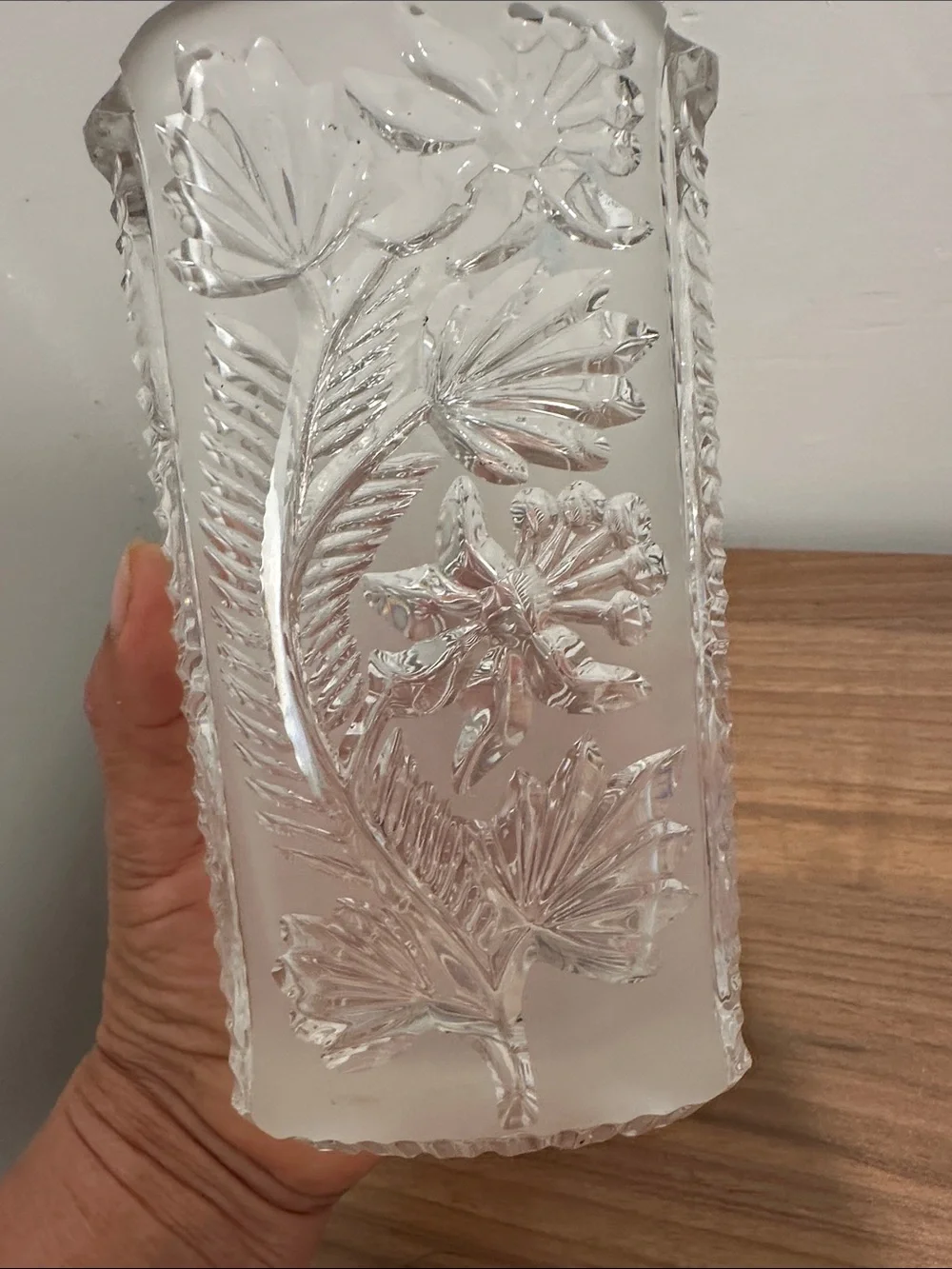 Vintage USSR 24% Lead Crystal Vase Cut Glass Elegant Botanical Floral Vase
